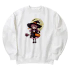 AIデザイングッズ販売　Akiba-treasure（アキバトレジャー）のハロウィン　魔女っ子　リコちゃん Heavyweight Crew Neck Sweatshirt