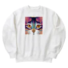 猫の憩い場のアートな猫 Heavyweight Crew Neck Sweatshirt