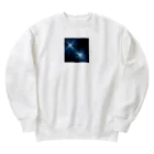 itacyoko(AIイラスト屋)の宇宙に輝く青い光 Heavyweight Crew Neck Sweatshirt