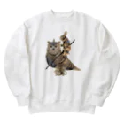 うさぎのうみちゃんねるショップの久保俊太郎作品 うさぎ騎兵No.113-うさぎのうみ Heavyweight Crew Neck Sweatshirt