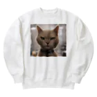 TAIYO 猫好きのビックフォト茶虎模様猫 Heavyweight Crew Neck Sweatshirt