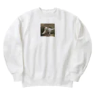 TAIYO 猫好きのフォトプリント美形白猫 Heavyweight Crew Neck Sweatshirt