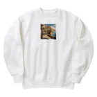 nene-sukeの地中海の町並み Heavyweight Crew Neck Sweatshirt