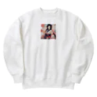 ワンダーワールド・ワンストップの浴衣を着た黑髪ロングヘアの綺麗な女性 Heavyweight Crew Neck Sweatshirt