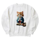 キラキラの寿司ねこ Heavyweight Crew Neck Sweatshirt