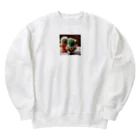 ワンダーワールド・ワンストップのハワイアンシャツを着てウクレレを弾くサボテン Heavyweight Crew Neck Sweatshirt