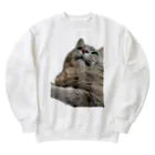 グレージュ猫ロッタン🐈‍⬛のよそ見ロッタン Heavyweight Crew Neck Sweatshirt