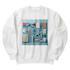 Lock-onの文房具大好き❤青色03 Heavyweight Crew Neck Sweatshirt