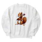 moriugのバイオリンを奏でるリス Heavyweight Crew Neck Sweatshirt