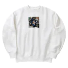 もふもふの市民の安全を守る白バイ隊員 Heavyweight Crew Neck Sweatshirt