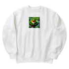 フリーダムの元気なカエル　ピクセルアート Heavyweight Crew Neck Sweatshirt