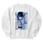 はるくも☁の水色サイバー女子 Heavyweight Crew Neck Sweatshirt