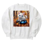 yoiyononakaの新型家電と白猫01 Heavyweight Crew Neck Sweatshirt