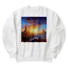 宇宙開発デザイン科の夕陽の中の城 Heavyweight Crew Neck Sweatshirt