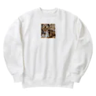 kindonesiaのドット絵のベンガルキャット Heavyweight Crew Neck Sweatshirt