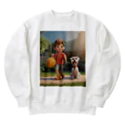 ワンダーワールド・ワンストップの男の子と愛らしいシュナウザー・ドッグ② Heavyweight Crew Neck Sweatshirt