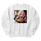 ぶーたんのラーメンをたべる女の子 Heavyweight Crew Neck Sweatshirt