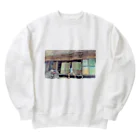 てんてけてんのバイクに威嚇する男 Heavyweight Crew Neck Sweatshirt