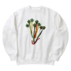 こどもと私の絵や粘土の花瓶に入った星の花 Heavyweight Crew Neck Sweatshirt