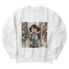 底辺の底辺好きな事を気ままに…。の走る元気な女の子 Heavyweight Crew Neck Sweatshirt