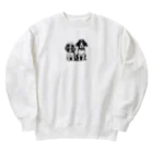 動物夫婦イラスト屋さんの帽子を被った犬夫婦 Heavyweight Crew Neck Sweatshirt