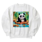 萌えキャラ大好きの温泉を楽しむパンダイラストのグッズ Heavyweight Crew Neck Sweatshirt