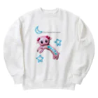 にっこりウズマートの電車になった愛犬 (ぱふぇちゃん) Heavyweight Crew Neck Sweatshirt