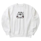 ねこねこうおの白猫キル Heavyweight Crew Neck Sweatshirt