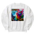 ニャーちゃんショップのナイアガラの滝で水浴びキャット Heavyweight Crew Neck Sweatshirt