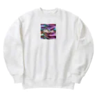 Kumamanのオーロラシルク　Shineロゴ入り Heavyweight Crew Neck Sweatshirt