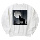 しるえっとの月に遠吠えする狼 Heavyweight Crew Neck Sweatshirt