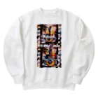 ブラックホワイトの背面タイヤに立つ女性 Heavyweight Crew Neck Sweatshirt