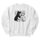 omochiのへやの犬と猫のたたかい Heavyweight Crew Neck Sweatshirt