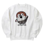 イラスト MONYAAT の履いてる？ 80DENIER タイツを履いたスズメ　大きめ Heavyweight Crew Neck Sweatshirt