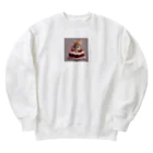 にゃんこぷにのケーキの上の仔猫ちゃん Heavyweight Crew Neck Sweatshirt