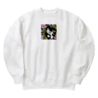 capcat1919のハチワレ白黒猫とオキザリス Heavyweight Crew Neck Sweatshirt