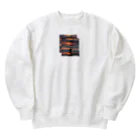 nekominaの夕日とサーファー Heavyweight Crew Neck Sweatshirt