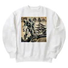 こまイヌ屋たちの彦根城ロボ Heavyweight Crew Neck Sweatshirt