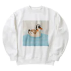 chami_23の水遊び中のカモ Heavyweight Crew Neck Sweatshirt