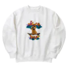 sloth_giraffeのスケートボードするワンコ Heavyweight Crew Neck Sweatshirt