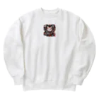 おだんきデザインの冬を楽しむキジトラさん Heavyweight Crew Neck Sweatshirt