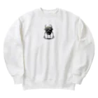 かわいい女の子とシュールな絵のキモピクミン Heavyweight Crew Neck Sweatshirt