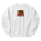 スタジアム太郎のメリークリスマス！ 小さなサンタさん 微笑むカワイイTWINS Heavyweight Crew Neck Sweatshirt