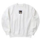 かわいい女の子とシュールな絵の飛び出すワンちゃん Heavyweight Crew Neck Sweatshirt