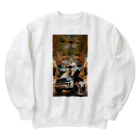 ブラックホワイトの美術館車 Heavyweight Crew Neck Sweatshirt