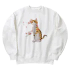 姫とすずり。の花となるねこ Heavyweight Crew Neck Sweatshirt