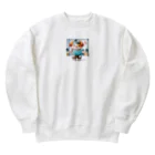 はらの健康第一の犬 Heavyweight Crew Neck Sweatshirt