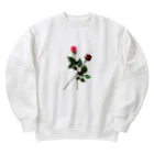 24_Redpink  visual calendarのRedpink_two roses Heavyweight Crew Neck Sweatshirt