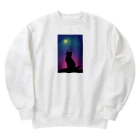 幸運のしっぽの黒猫と不思議な夜 Heavyweight Crew Neck Sweatshirt