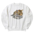 姫とすずり。の静かなかわいらしいヒョウ Heavyweight Crew Neck Sweatshirt